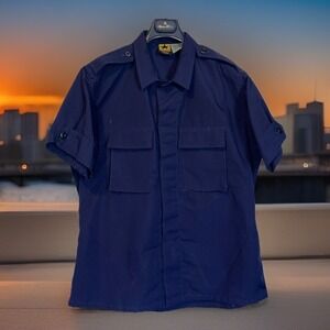 Propper Public Safety Battle Rip Stop Shirt Men L Navy Epaulettes Security